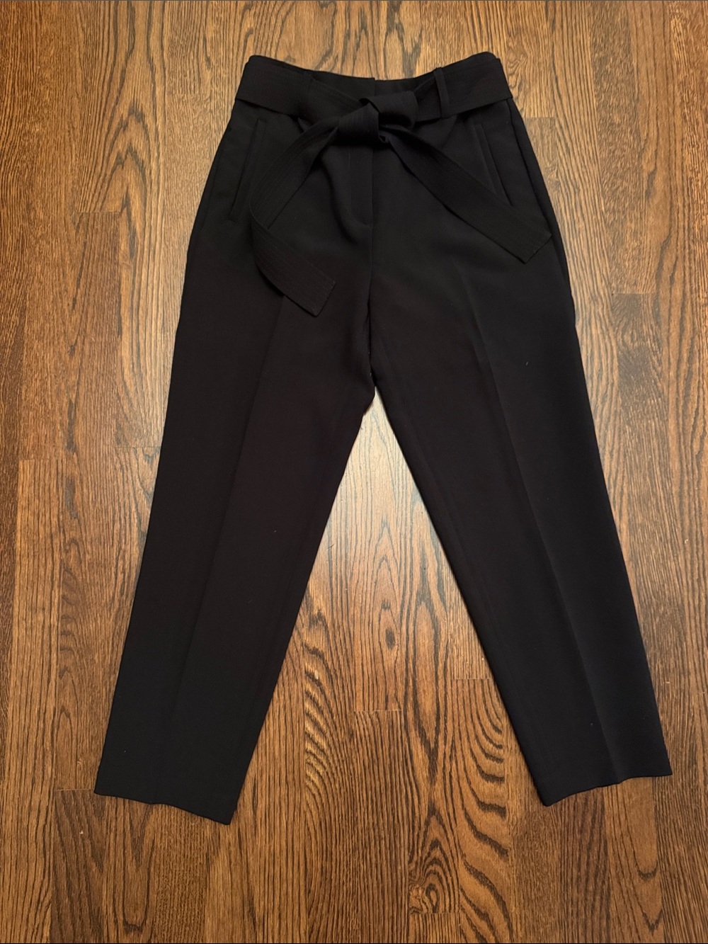 🤪🤪 RACHEL ZOE Black High-Waist Tie Belt Cropped Pants